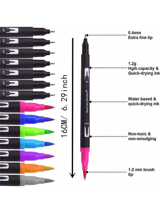 Juego de marcadores de arte de punta dual de 60, para dibujo y pintura