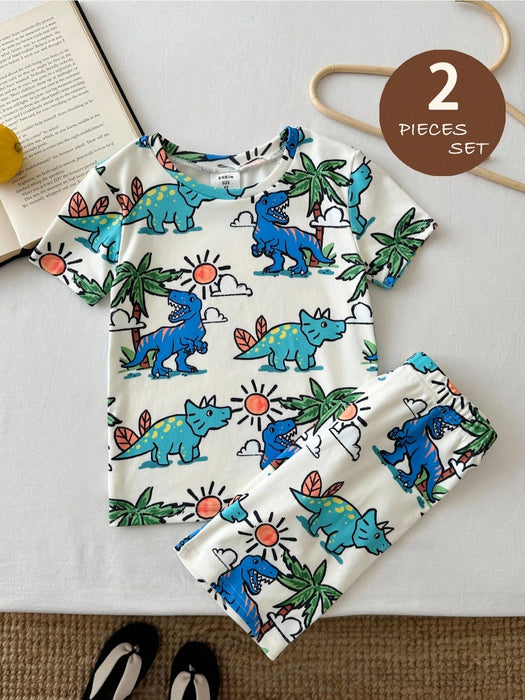SHEIN  LMoss Kids Conjunto de pijama de 2 piezas para niño pequeño