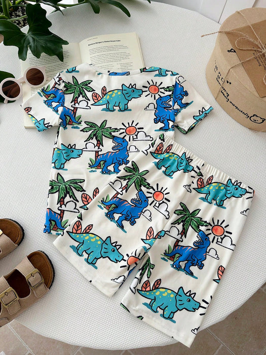SHEIN  LMoss Kids Conjunto de pijama de 2 piezas para niño pequeño