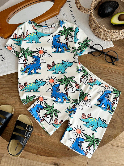 SHEIN  LMoss Kids Conjunto de pijama de 2 piezas para niño pequeño