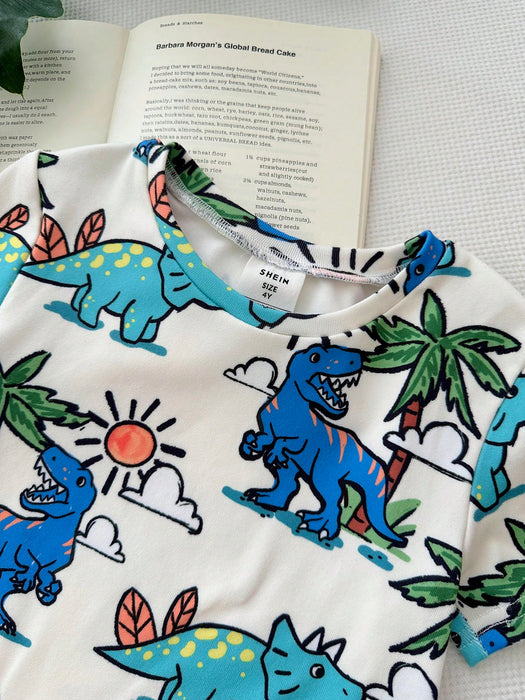 SHEIN  LMoss Kids Conjunto de pijama de 2 piezas para niño pequeño