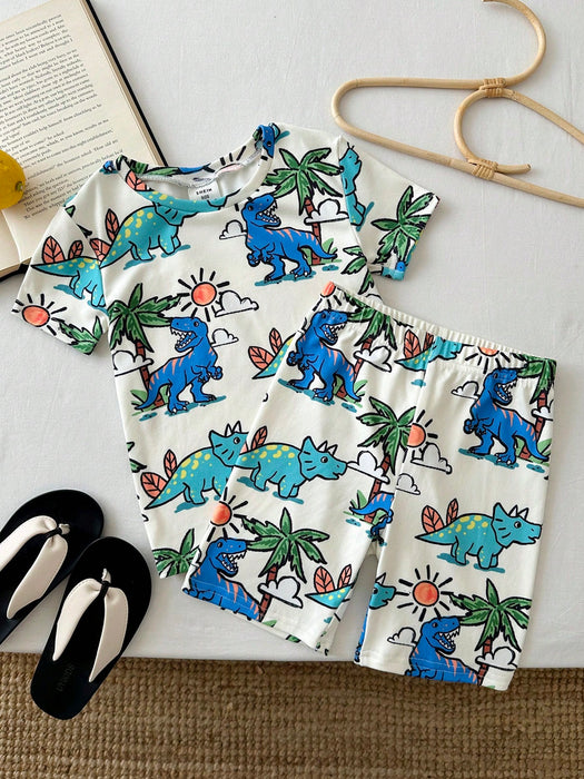 SHEIN  LMoss Kids Conjunto de pijama de 2 piezas para niño pequeño