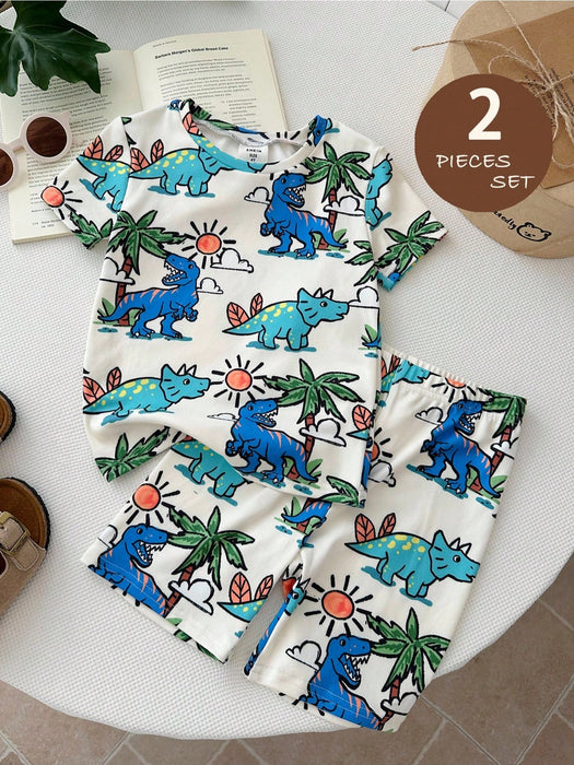 SHEIN  LMoss Kids Conjunto de pijama de 2 piezas para niño pequeño