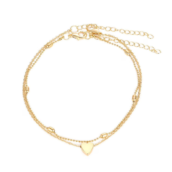 Tobillera con corazón, cadena para el pie, estilo bohemio