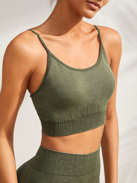 SHEIN Conjunto deportivo Lifespree sin costuras, elástico y con espalda cruzada.