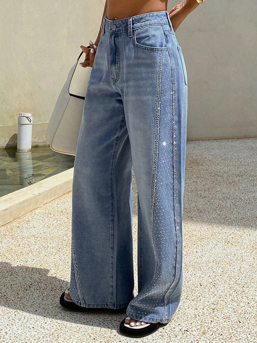 SHEIN Livesso Jeans casuales de pierna ancha, corte amplio