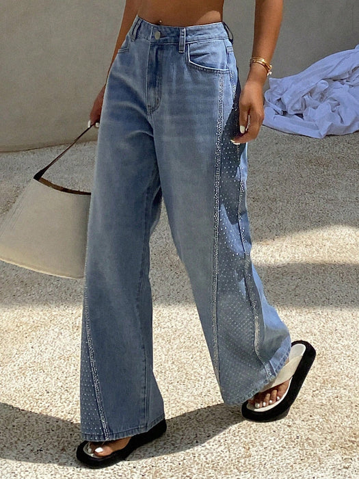 SHEIN Livesso Jeans casuales de pierna ancha, corte amplio