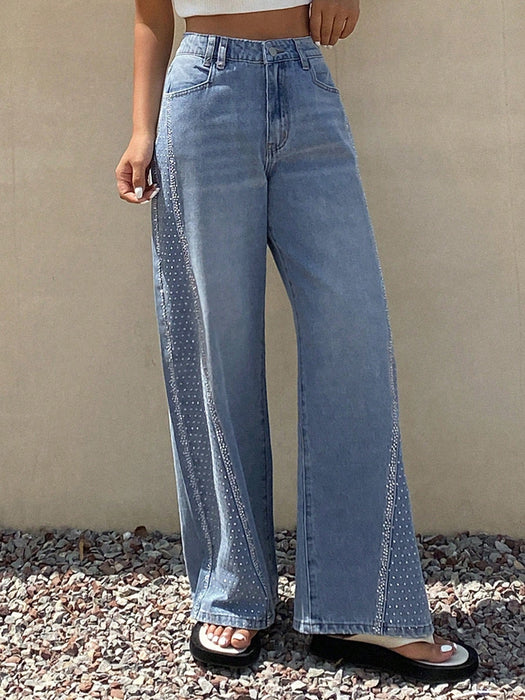 SHEIN Livesso Jeans casuales de pierna ancha, corte amplio