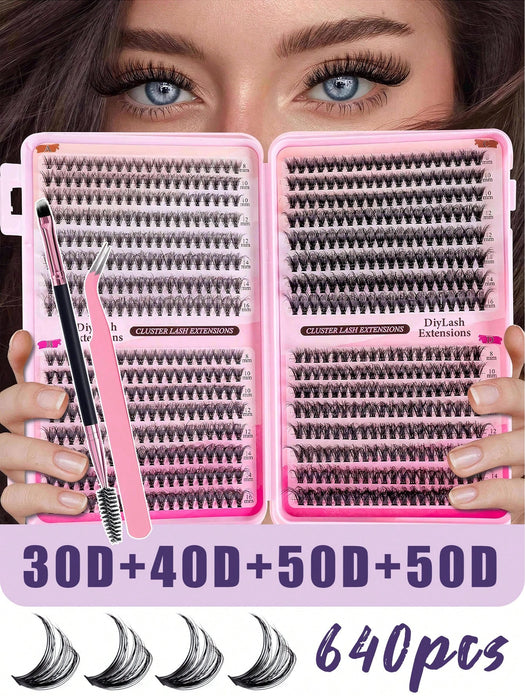 Kit de 480pcs extensiones pestañas postizas a granel de aspecto natural