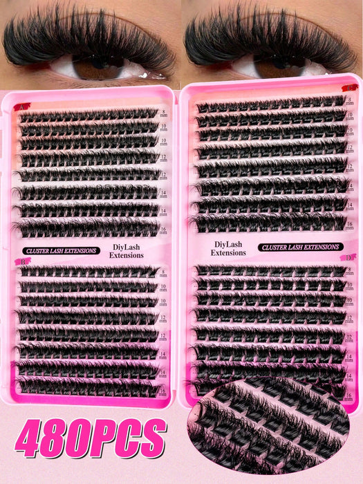 Kit de 480pcs extensiones pestañas postizas a granel de aspecto natural