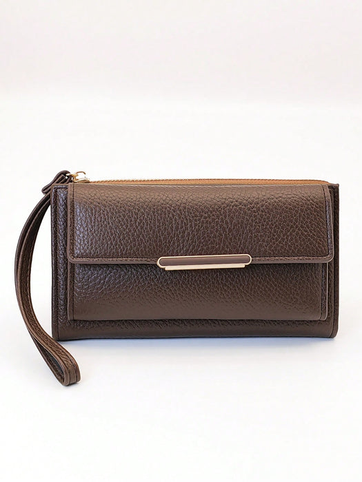 SHEIN MINGYOU cartera plegable para mujer, material de PU suave, diseño con cremallera