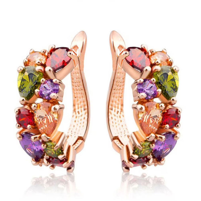 Pendientes con cierre de flor de amor de cristal multicolor y esmalte