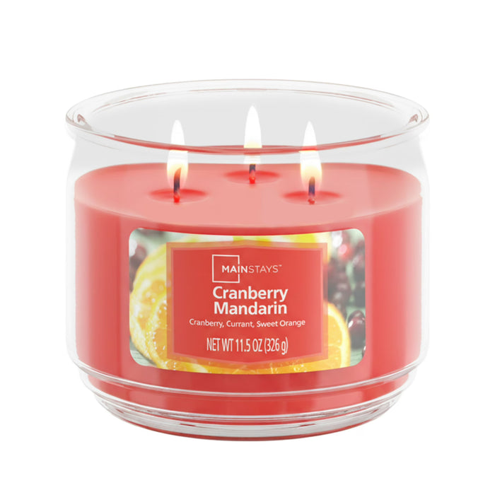 Mainstays Vela aromática de 3 mechas en frasco de vidrio arándano y mandarina(11.5 oz)