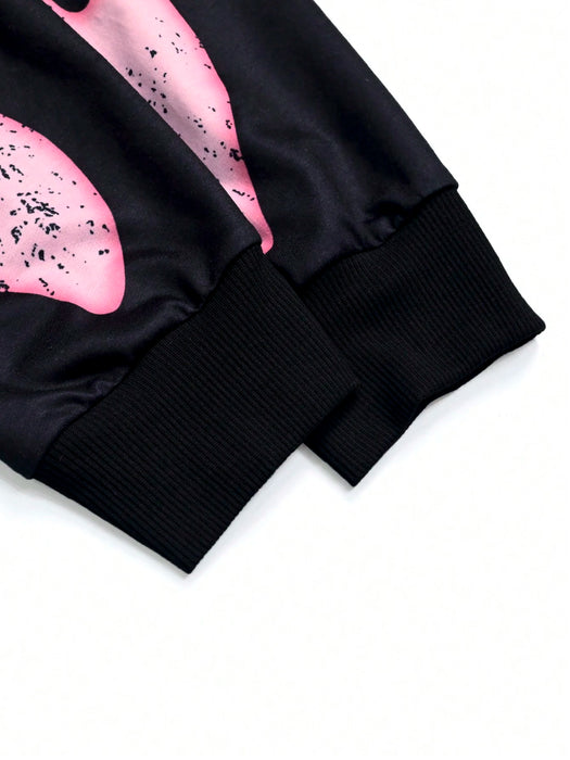 SHEIN Camiseta de manga larga informal con estampado de letras para hombre