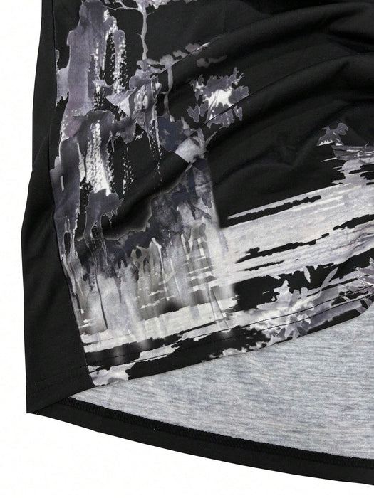 SHEIN Manfinity Homme Hombres Camiseta con estampado de paisaje