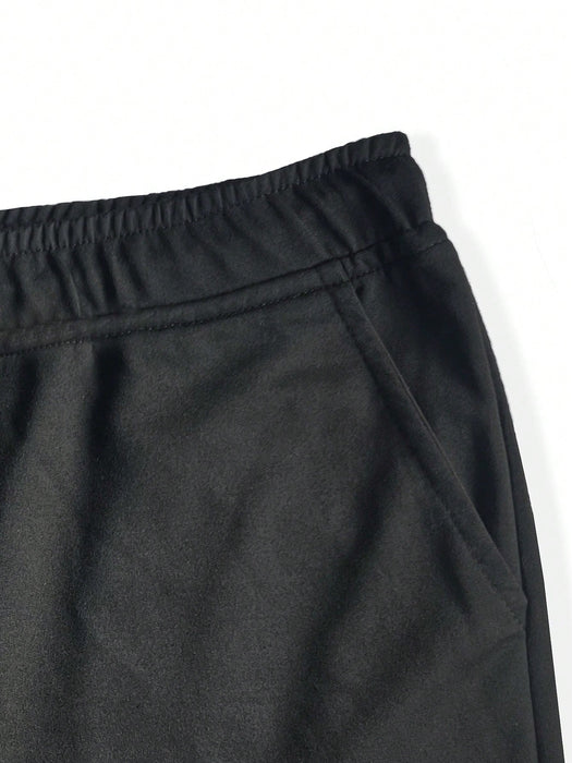 Manfinity Homme Pantalón de chándal con cordón y parche con letra para hombres