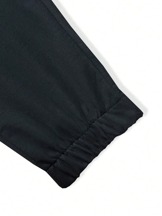 Manfinity Homme Pantalón de chándal con cordón y parche con letra para hombres