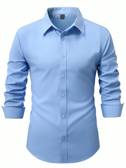 SHIEN Camisa de manga larga informal de moda para hombre