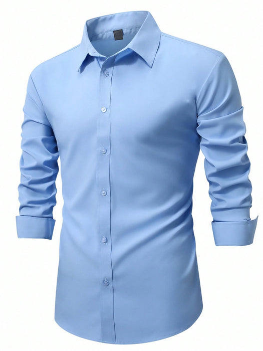 SHIEN Camisa de manga larga informal de moda para hombre