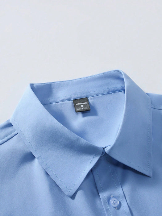 SHIEN Camisa de manga larga informal de moda para hombre