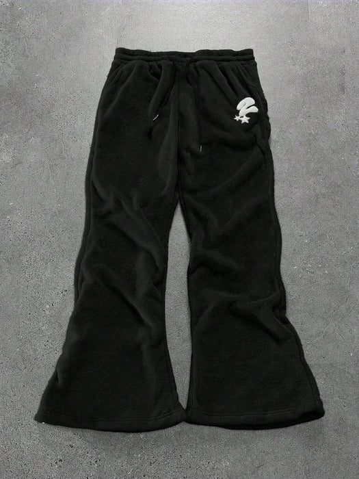 Shein Manfinity Roghcode Streetrush Pantalones deportivos para hombre con cordón ajustable y bordado de letras