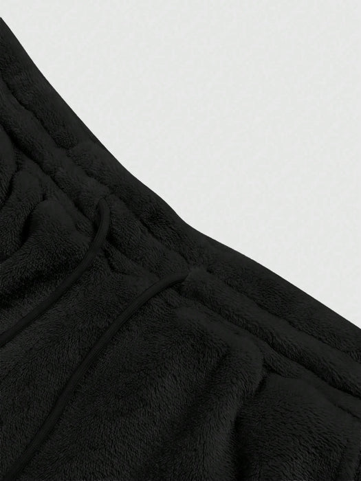Shein Manfinity Roghcode Streetrush Pantalones deportivos para hombre con cordón ajustable y bordado de letras