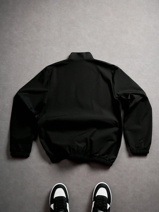 Manfinity Chaqueta de manga larga para hombre blanco y negro, estampado de cruz