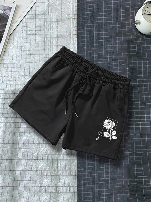 Manfinity Roghcode Pantalones cortos con estampado de rosas, para hombres