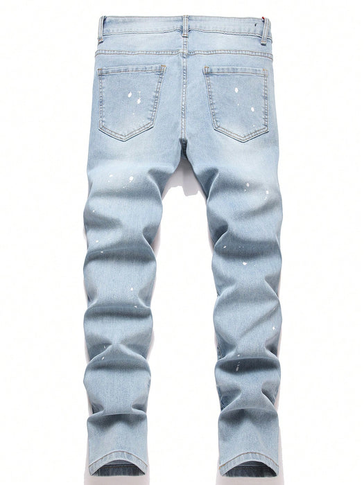 SHEIN Manfinity Roughcore Jeans casuales ajustados con bolsillos desgastados para hombres