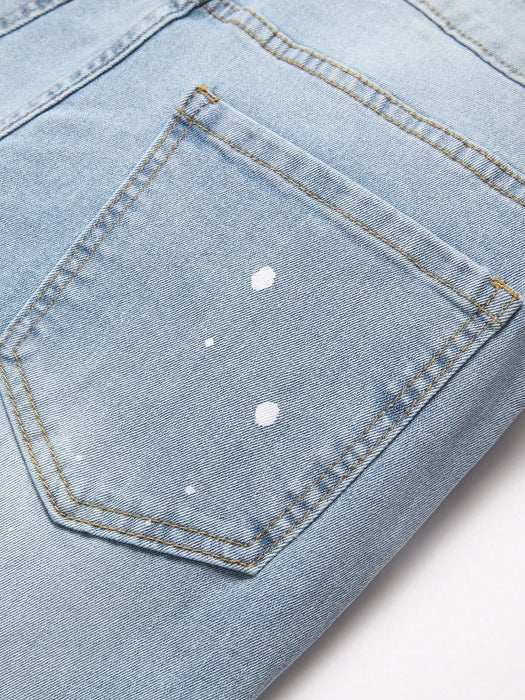 SHEIN Manfinity Roughcore Jeans casuales ajustados con bolsillos desgastados para hombres