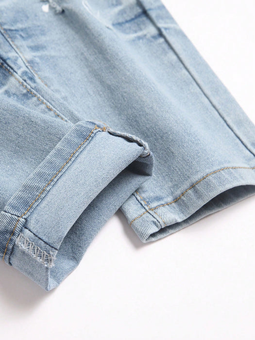 SHEIN Manfinity Roughcore Jeans casuales ajustados con bolsillos desgastados para hombres