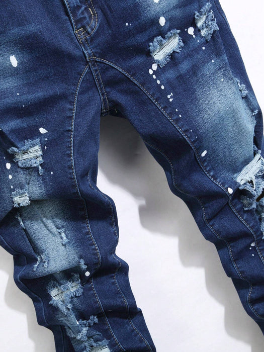 Manfinity Roughcore Pantalones vaqueros ajustados desgastados para hombre