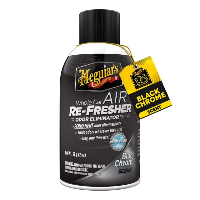 Meguiar's Ambientador en spray para todo el coche G181302, aroma a cromo negro, 57 g (2 oz)