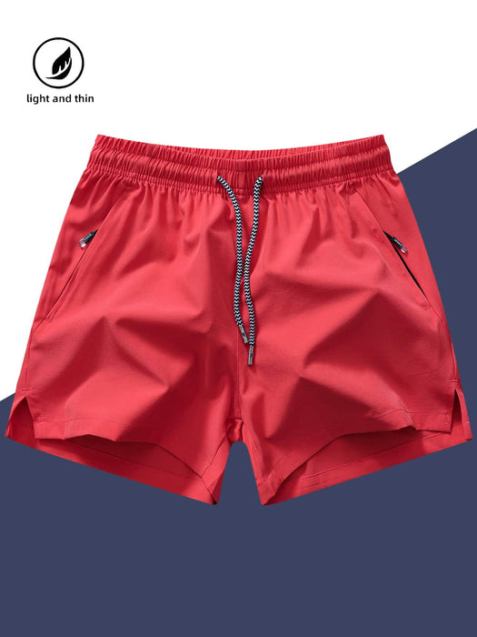 SHEIN Pantalones cortos deportivos de 3/4 para hombre con bolsillo con cremallera