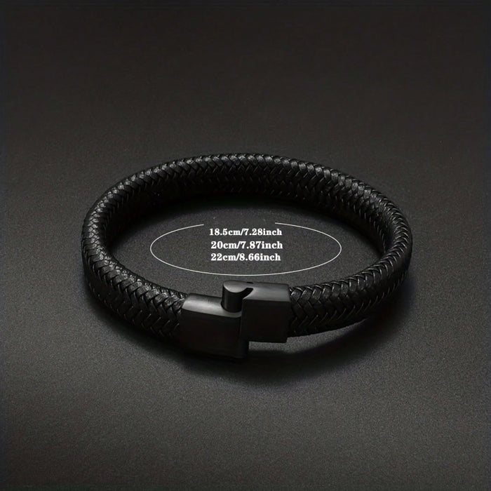 1 pulsera elegante de acero inoxidable y cuero sintético PU para hombre