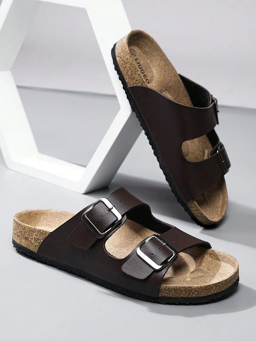 Shein Sandalias de moda para hombre con suela de corcho suave, plantilla cómoda