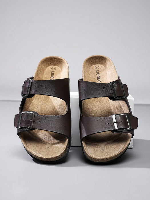 Shein Sandalias de moda para hombre con suela de corcho suave, plantilla cómoda