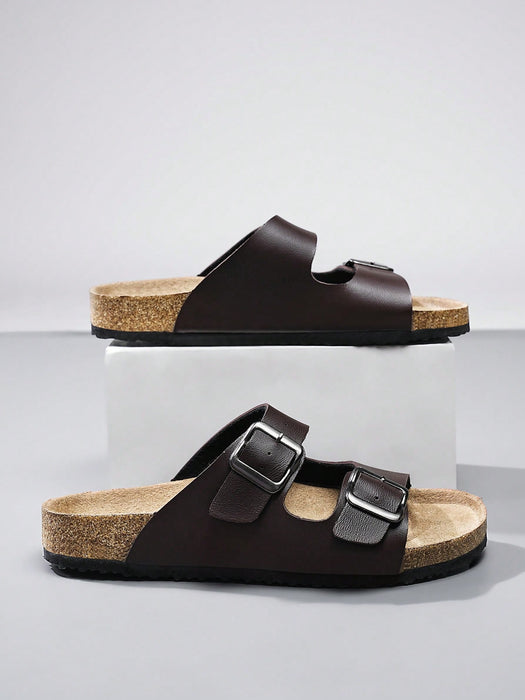 Shein Sandalias de moda para hombre con suela de corcho suave, plantilla cómoda