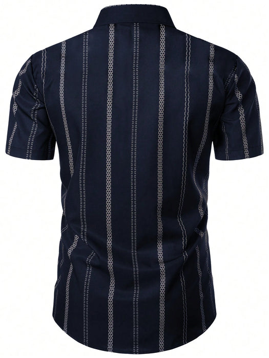 Shein Polo ligero de rayas geométricas para hombre, estilo casual de negocios