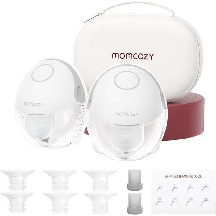 Momcozy Extractor de leche  manos libres estilo móvil M6 paquete de 2, color gris