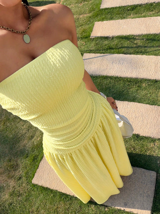 Vestido de una pieza para mujer con cuello en V y tirantes cruzados