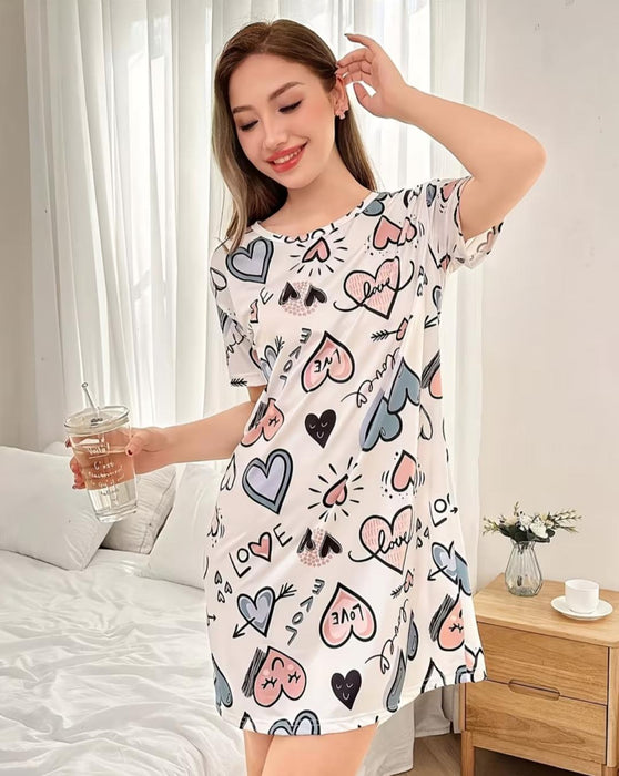 Vestido de Noche para Mujer con Estampado de Corazones