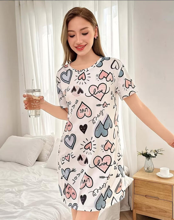 Vestido de Noche para Mujer con Estampado de Corazones
