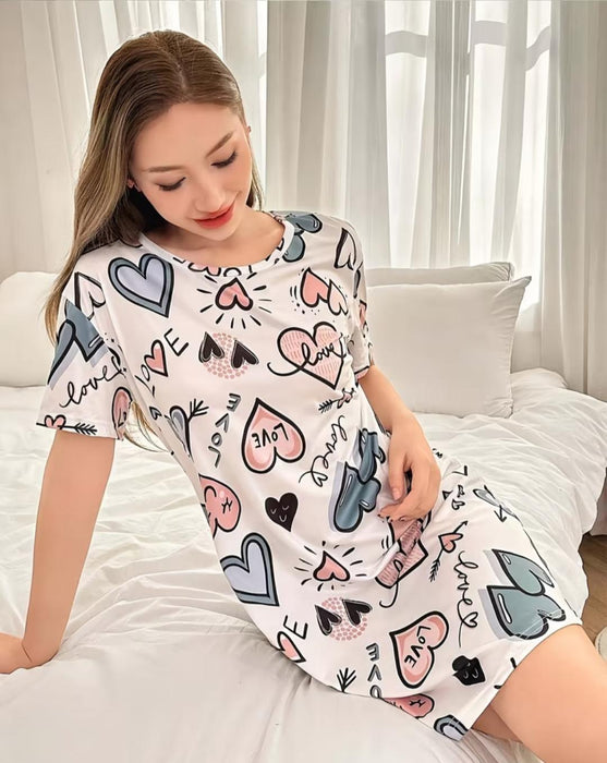 Vestido de Noche para Mujer con Estampado de Corazones