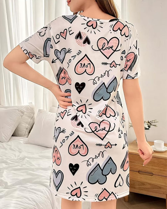 Vestido de Noche para Mujer con Estampado de Corazones