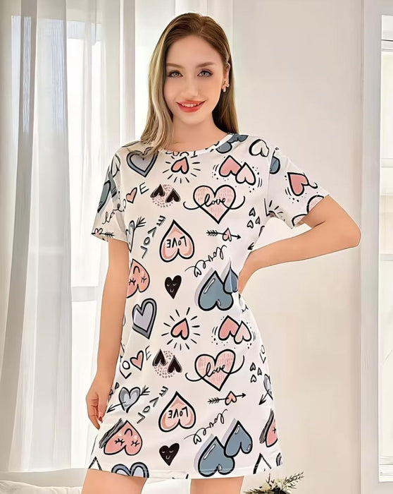 Vestido de Noche para Mujer con Estampado de Corazones