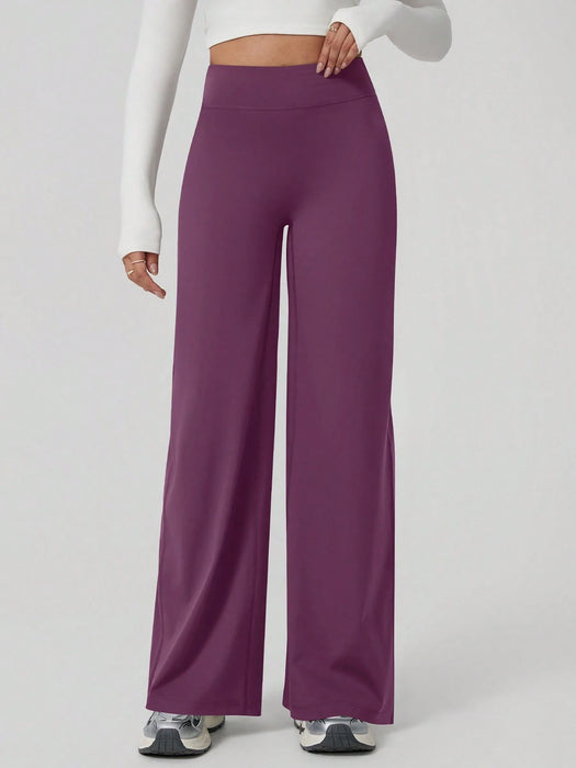 Leggings deportivo de pierna ancha holgados y elásticos de cintura alta para mujer