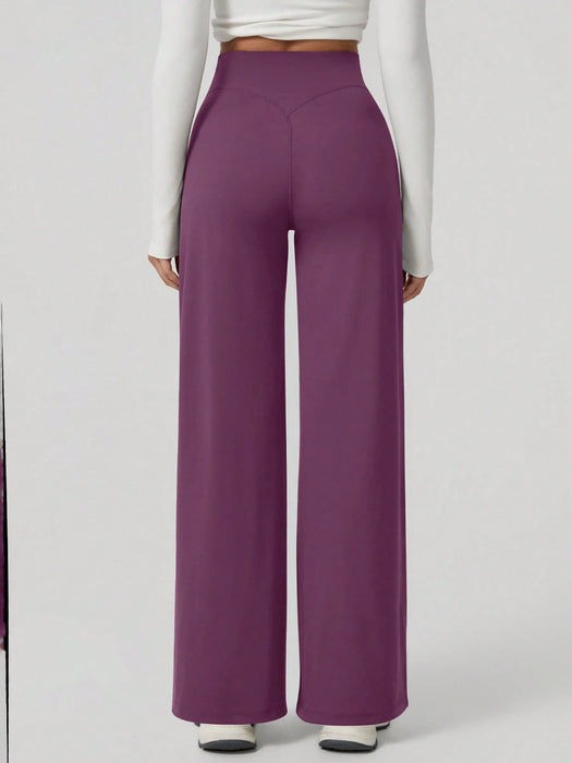 Leggings deportivo de pierna ancha holgados y elásticos de cintura alta para mujer