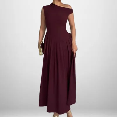 Vestido Midi con cuello oblicuo Irregular a la moda para mujer