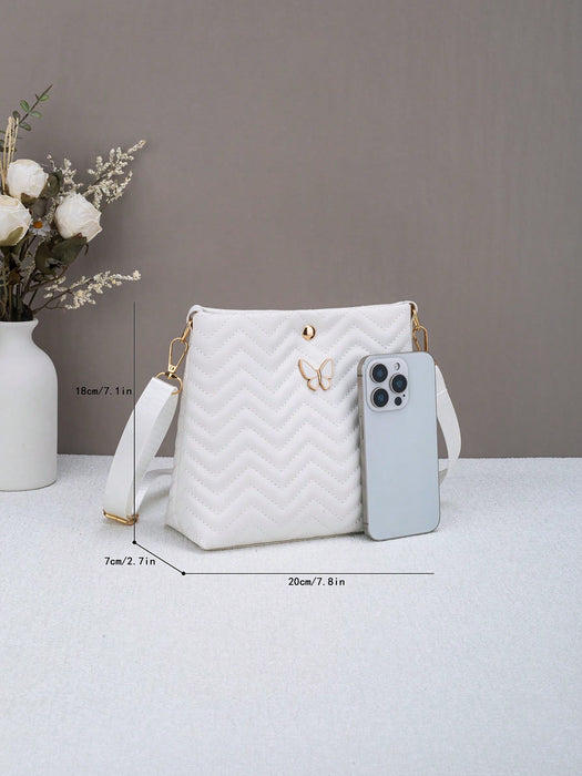 Bolso de hombro para mujer con estampado de ondas de moda, bordado de perlas de imitación